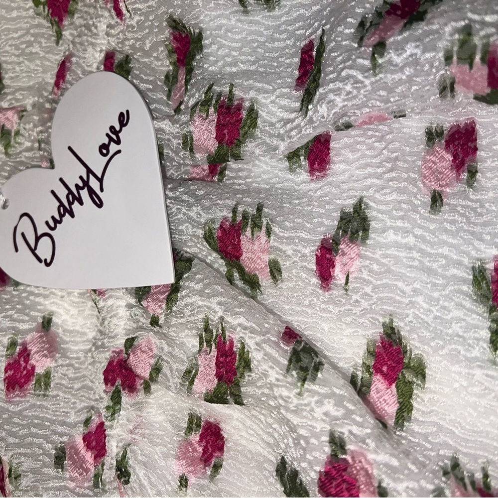 Nwt BuddyLove embroidered rose peplum top buddylove puff sleeve spring t… - Picture 9 of 10